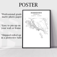 
              Dubrovnik, Croatia Scandinavian Style Map Print 
            