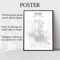 Helena, Montana Scandinavian Map Print 