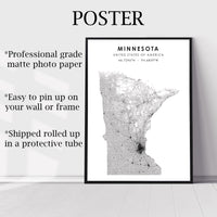 Minnesota, United States Scandinavian Style Map Print 