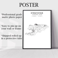 
              Kyrgyzstan Scandinavian Style Map Print 
            