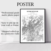 
              Birmingham, Alabama Scandinavian Map Print 
            