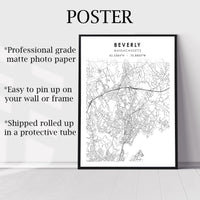 
              Beverly, Massachusetts Scandinavian Map Print 
            