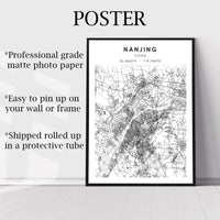 
              Nanjing, Jiangsu, China Scandinavian Style Map Print 
            