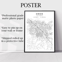 
              Chico, California Scandinavian Map Print
            