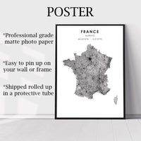 
              France Scandinavian Style Map Print 
            