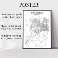 
              Manhattan, Kansas Scandinavian Map Print 
            