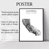 
              California, United States Scandinavian Style Map Print 
            
