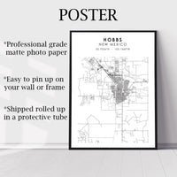 
              Hobbs, New Mexico Scandinavian Map Print 
            