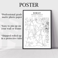 Rowley, Massachusetts Scandinavian Map Print 