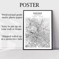 Dresden, Germany Scandinavian Style Map Print 