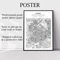 
              Cary, North Carolina Scandinavian Map Print 
            