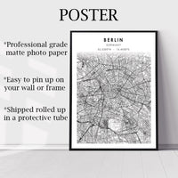 
              Berlin, Germany Scandinavian Style Map Print 
            