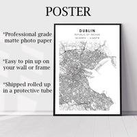 Dublin, Ireland Scandinavian Style Map Print 