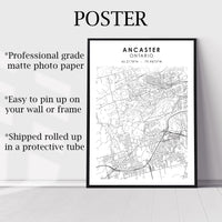 Ancaster, Ontario Scandinavian Style Map Print 