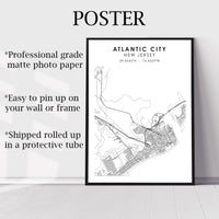 
              Atlantic City, New Jersey Scandinavian Map Print 
            