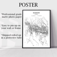 
              Cusco, Peru Scandinavian Style Map Print 
            