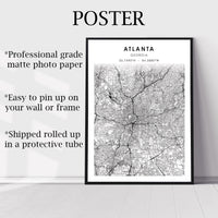 
              Atlanta, Georgia Scandinavian Map Print 
            