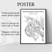 
              Guanacaste Province, Costa Rica Scandinavian Style Map Print 
            