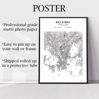 
              Helsinki, Finland Scandinavian Style Map Print 
            