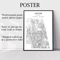 
              Jupiter, Florida Scandinavian Map Print 
            