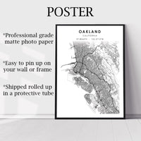 
              Oakland, California Scandinavian Map Print 
            