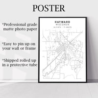 
              Hayward, Wisconsin Scandinavian Map Print 
            