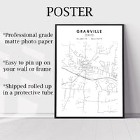 
              Granville, Ohio Scandinavian Map Print 
            