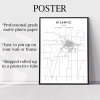 
              Atlantic, Iowa Scandinavian Map Print 
            