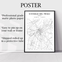 
              Cividale del Friuli, Italy Scandinavian Style Map Print 
            