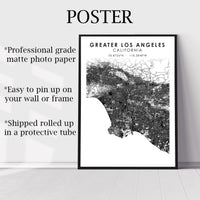 
              Greater Los Angeles, California Scandinavian Map Print 
            