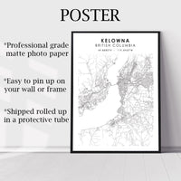 
              Kelowna, British Columbia Scandinavian Style Map Print 
            