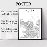 
              Reykjavík, Iceland Scandinavian Style Map Print 
            