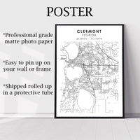 
              Clermont, Florida Scandinavian Map Print
            