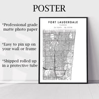 Fort Lauderdale, Florida Scandinavian Map Print 