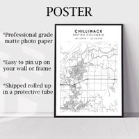 
              Chilliwack, British Columbia Scandinavian Style Map Print 
            