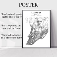 
              Salvador, Brazil Scandinavian Style Map Print 
            
