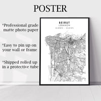 
              Beirut, Lebanon Scandinavian Style Map Print 
            