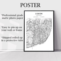 
              Lisbon, Portugal Scandinavian Style Map Print 
            