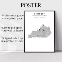 
              Kentucky, United States Scandinavian Style Map Print 
            