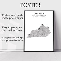 Kentucky, United States Scandinavian Style Map Print 