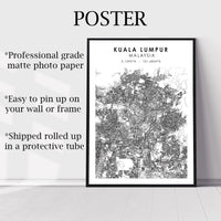 
              Kuala Lumpur, Malaysia Scandinavian Style Map Print 
            