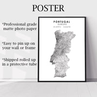 
              Portugal Scandinavian Style Map Print 
            