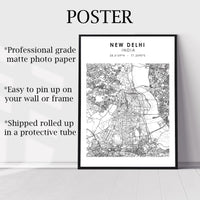 
              New Delhi, India Scandinavian Style Map Print 
            