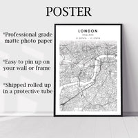 
              London, England Scandinavian Style Map Print 
            