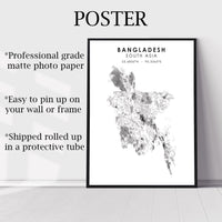 Bangladesh, Asia Scandinavian Style Map Print 