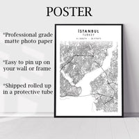 
              Istanbul, Turkey Scandinavian Style Map Print 
            
