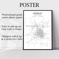 
              Crowley, Louisiana Scandinavian Map Print 
            
