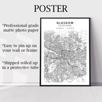 
              Glasgow, Scotland Scandinavian Style Map Print 
            