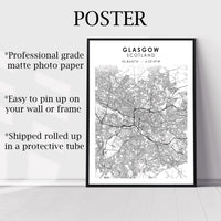 Glasgow, Scotland Scandinavian Style Map Print 