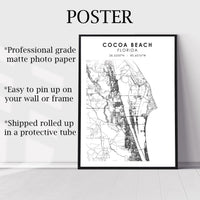 
              Cocoa Beach, Florida Scandinavian Map Print 
            